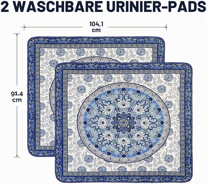 Washable Pee Pads for Dogs, 2 Pack Reusable Puppy Pads 92×104cm Super Absorbent Quick Dry Dog Traini