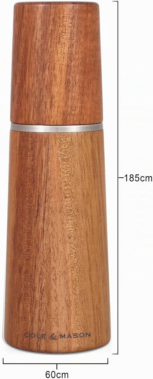 Cole & Mason Marlow Acacia Salzmühle und Pfeffermühle Holz, 2er Set, Akazienholz, 18.5cm, Gewürzmühl