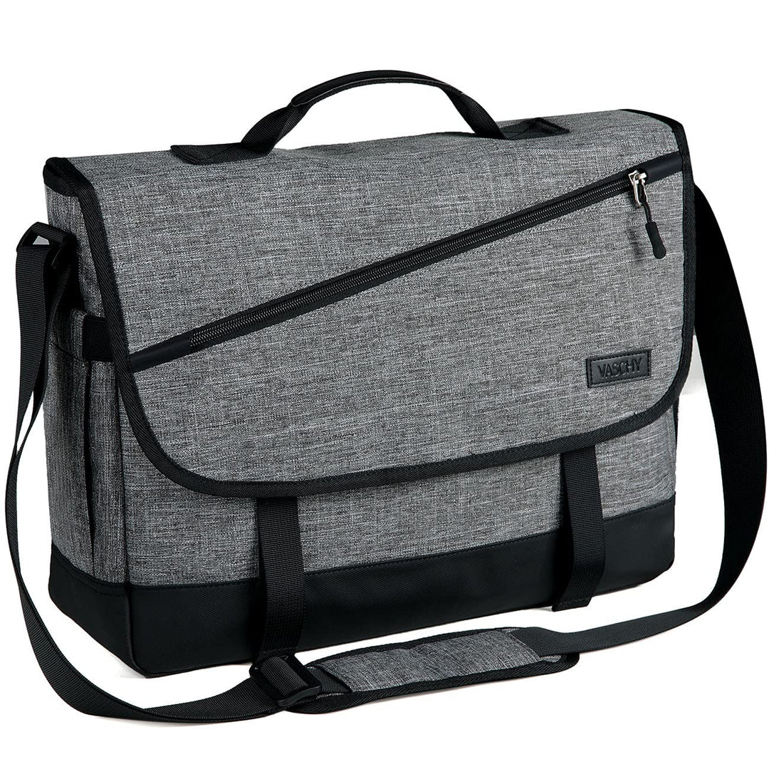 VASCHY Umhängetaschen Herren, Wasserabweisend 17 Zoll Laptop Schultertasche Laptoptaschen mit Gepols