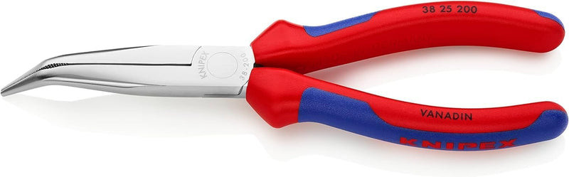 Knipex Mechanikerzange verchromt, mit Mehrkomponenten-Hüllen 200 mm 38 25 200 40° gewinkelte, flach-