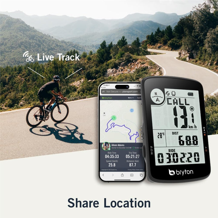 Bryton Rider 17 3,0 Zoll LCD Bildschirm Drahtloses GPS Fahrradcomputer, kompatibel mit Fahrrad Radar