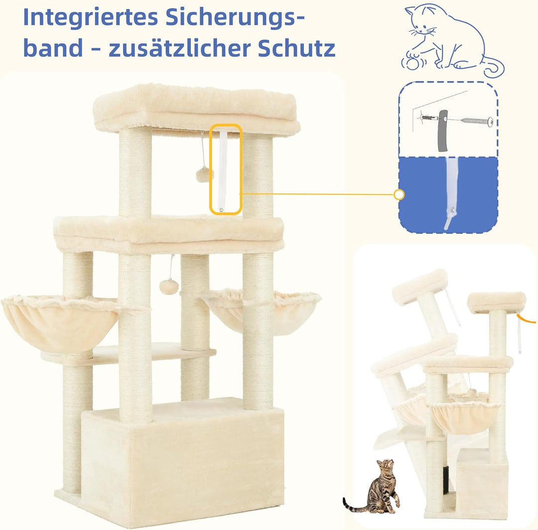 Hey-brother Kratzbaum, Stabil Katzenbaum für grosse Katzen und Maine Coons, mit 9 cm dicken Sisal-Kr