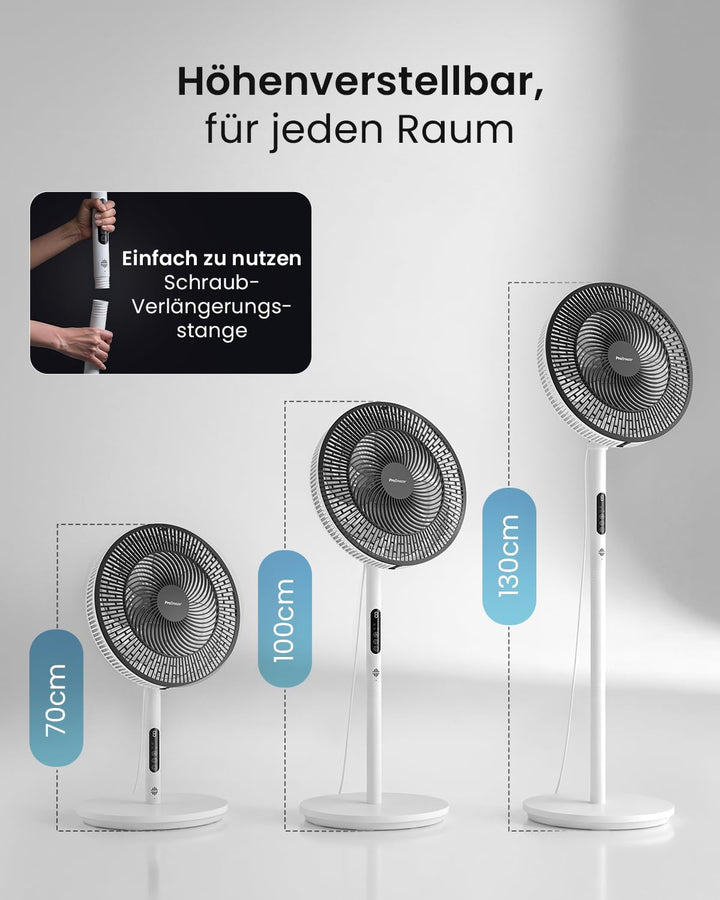 Pro Breeze AirFlo Slim Standventilator – 3-in-1: 70 | 100 | 130 cm | 9 Stufen bis 5,0 m/s | Leise 3
