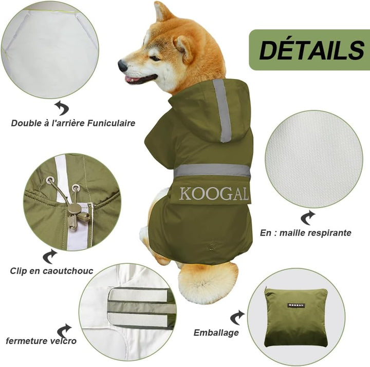 Grosse Hunde Regenjacken Mit Kapuze,Hunde Regenmantel,Mit Reflektierenden Sicherheitsstreifen, Wasse