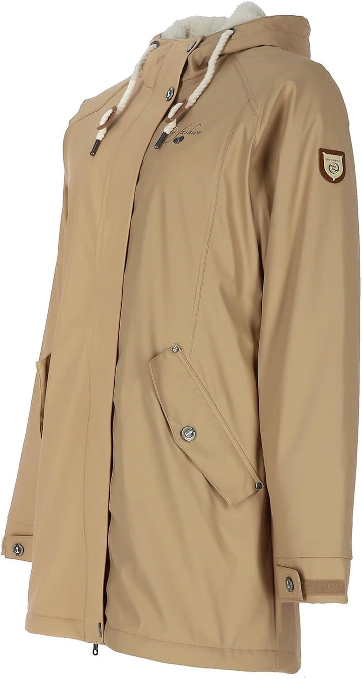 Dry Fashion Damen Regenmantel Malmö - Frauen Regenjacke Jacke mit Kapuze Lang Winddicht Wasserdicht