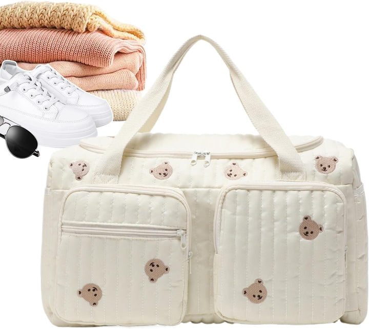 Windeltasche – Deluxe, niedliche Cartoon-Bärchen-Wickelfach-Tragetasche, Windeltasche mit grossem Fa