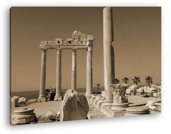 deyoli antikes Tempel Bauwerk in Türkei Format: 100x70 Effekt: Sepia als Leinwandbild, Motiv fertig