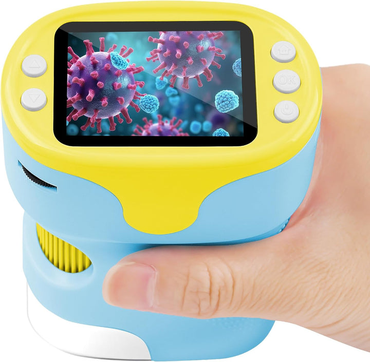 AXFEE Mikroskop für Kinder, 1000X Tragbares Taschenmikroskop mit LED, Mini-Mikroskop mit 2,0" LCD-Di