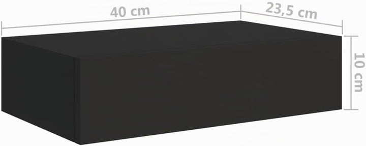 Schubladenregal 40x23,5x10 cm 2 Pcs MDF, Metall Schwarz Wandschrank Mit Schublade Mit Schublade Wand