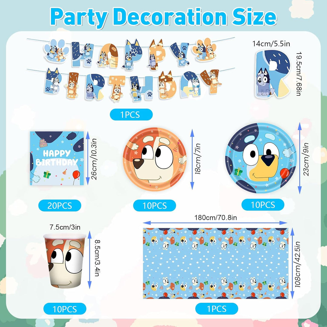 Pappteller Kindergeburtstag Deko- Blau Dog Geburtstag Deko Birthday Partygeschirr Set Geburtstagsdek
