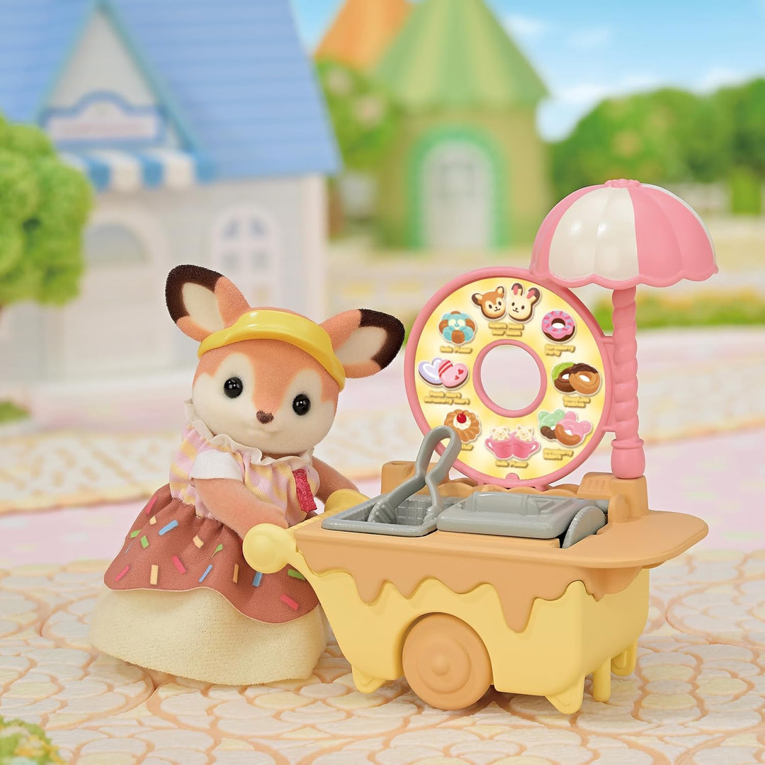 Sylvanian Families - 5808 Donutwagen mit Figur, Spielset mit Tierfigur, samtige Tierfiguren, Spielze