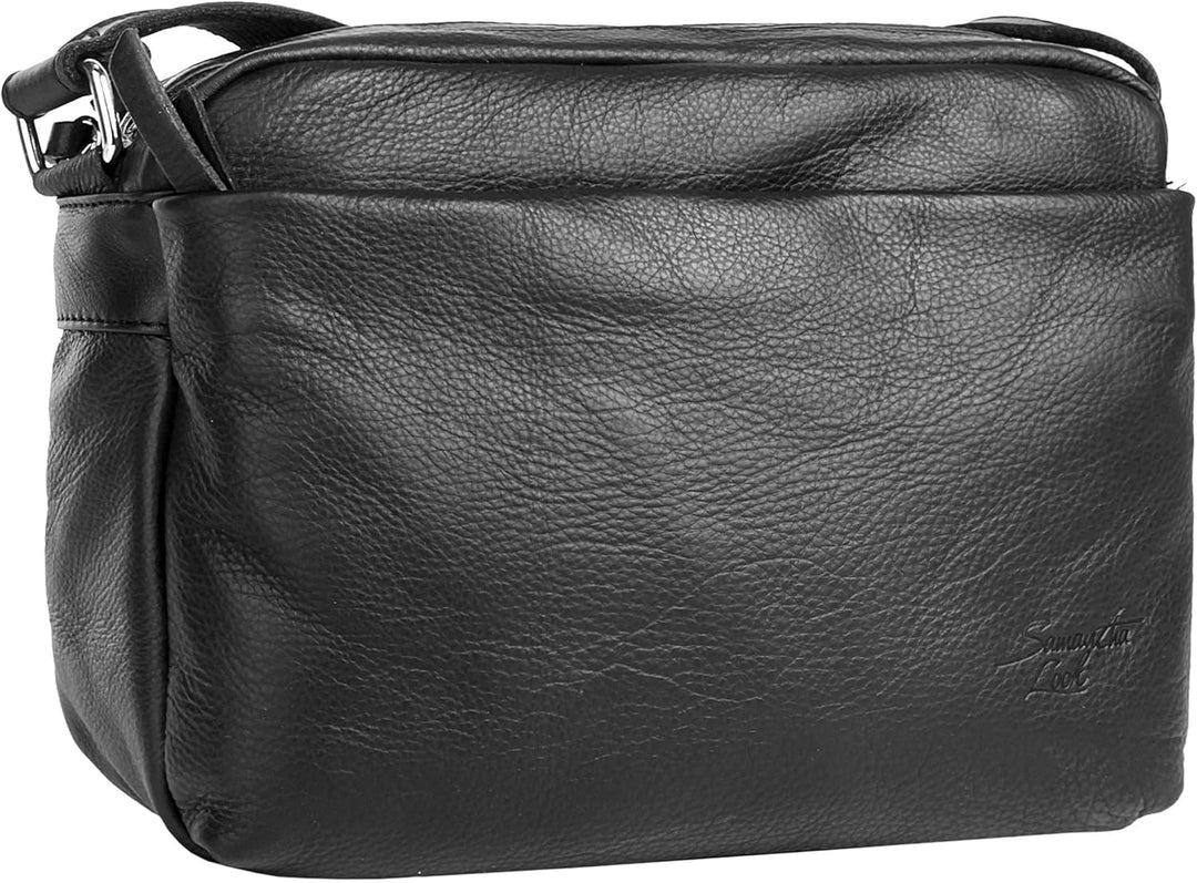 Samantha Look Umhängetasche echt Leder Damen | | 017792 Schwarz, Schwarz