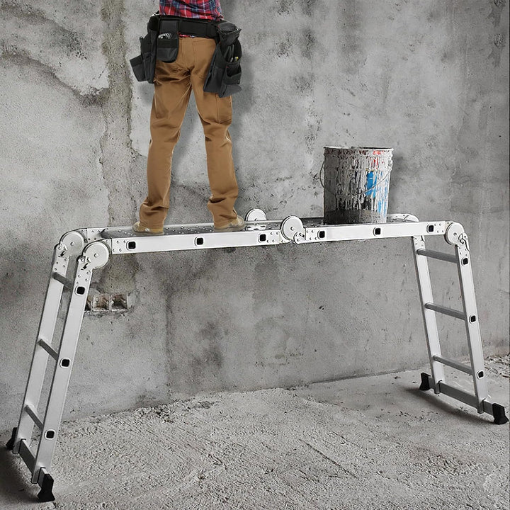 LZQ 4x3 Mehrzweckleiter 340cm 6 in 1 Alu Leiter Vielzweckleiter Klappleiter Haushaltsleiter Arbeitsl