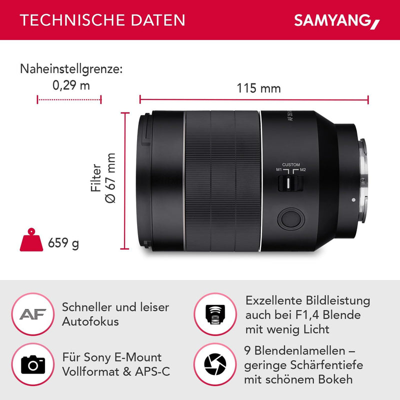 Samyang AF 35mm F1,4 II FE für Sony E – Autofokus Vollformat & APS-C Weitwinkel Objektiv Festbrennwe