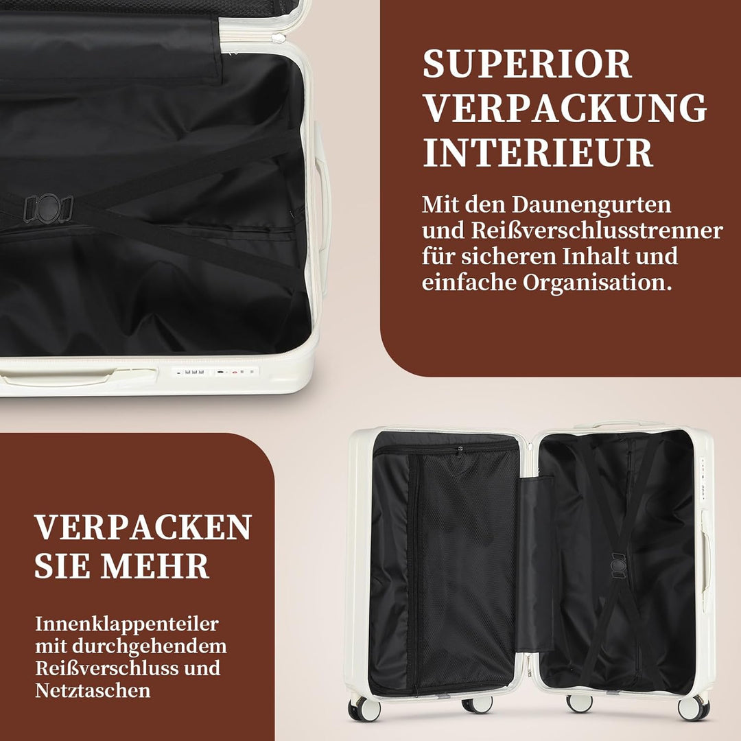 Kofferset 3 Teilig Hartschale Koffer Set Robustes und Langlebiges PC-Material Koffer mit TSA-Schloss