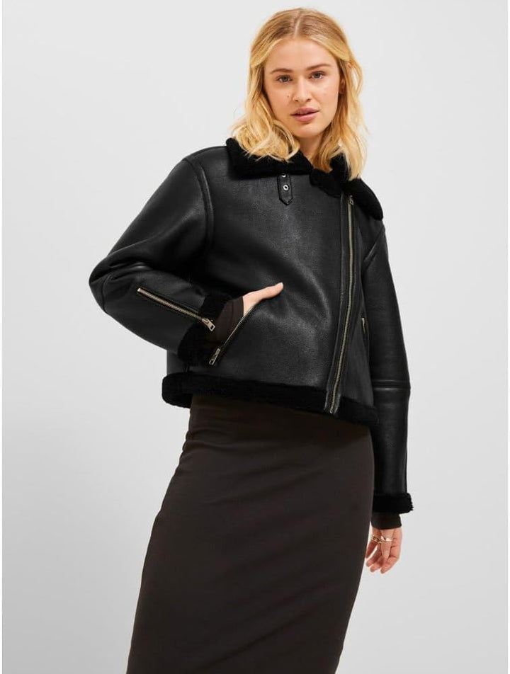JACK &amp; JONES Damen Jxlee Aviator Faux Shearling JKT OTW Sn Jacke XS Schwarz, XS Schwarz
