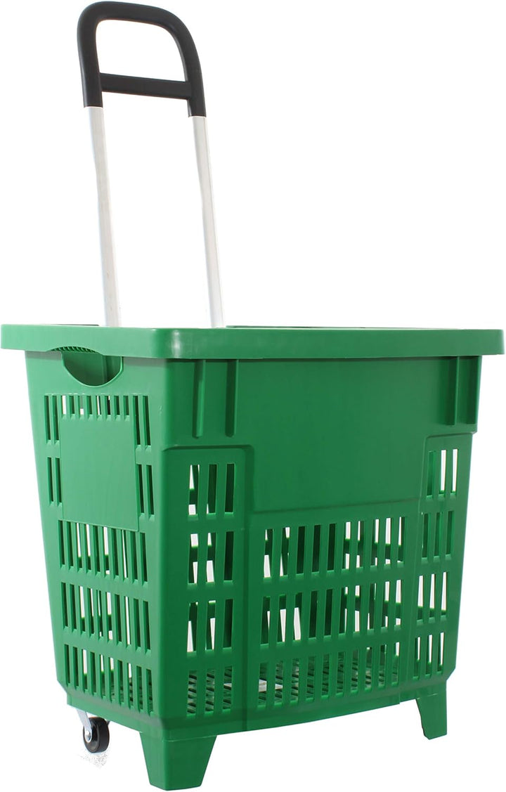 GERSO Einkaufstrolley 55 Liter grün mit Rollen ABS-Kunststoff Einkaufskorb fahrbar bunt, Grün