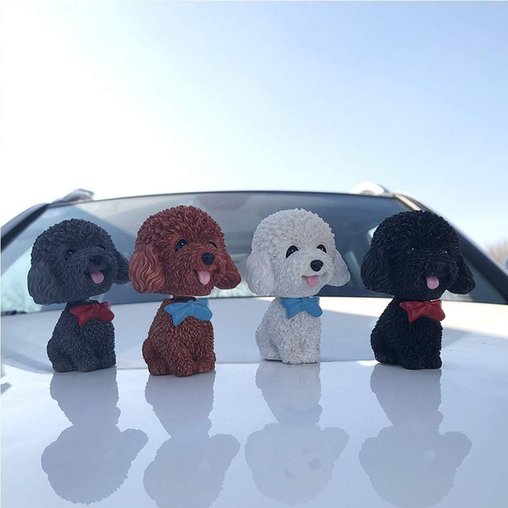 Harz-Auto-Wackelpuppe, niedliche Hunde-Ornamente, schüttelnder Kopf, Mini-Welpen-Hundefigur, Auto-In