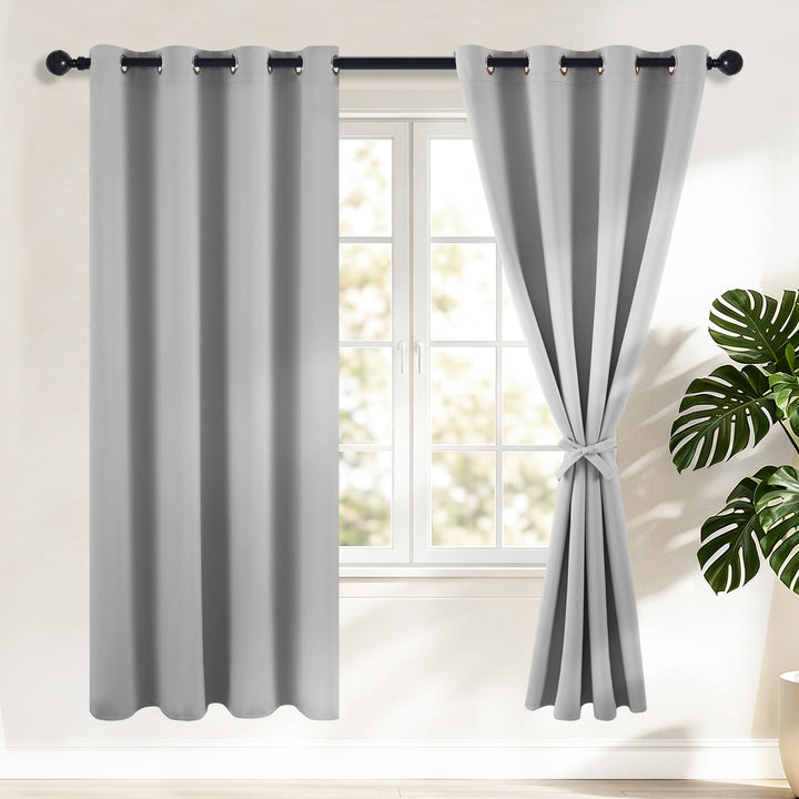 Hiasan Verdunklungsvorhänge Gardinen mit Ösen,Silver grau Blickdicht Vorhänge,2 Stück,140 x 200 cm (