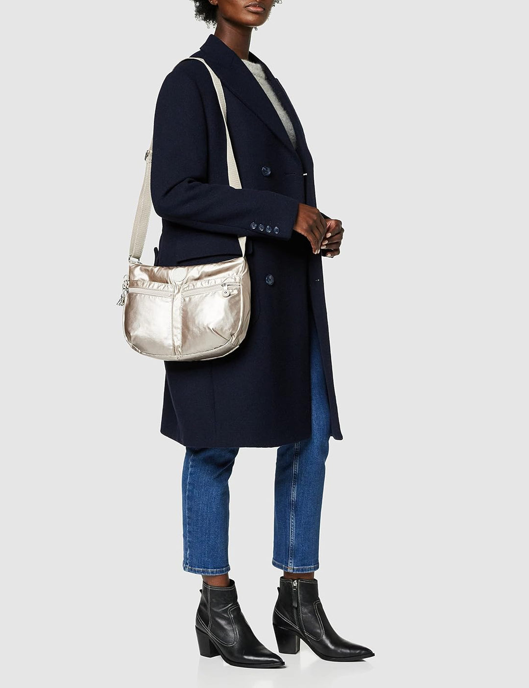 Kipling Damen Kipling Izellah Umh ngetasche mit zwei Fronttaschen, Silber (Metallic Glow), 33x23x12