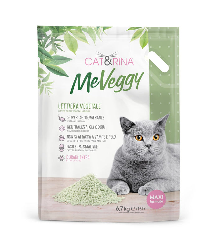 Cat&amp;rina MeVeggy Pflanzenstreu für Katzen, 15 l, langlebig, natürlicher und klumpender Sand, entsorg