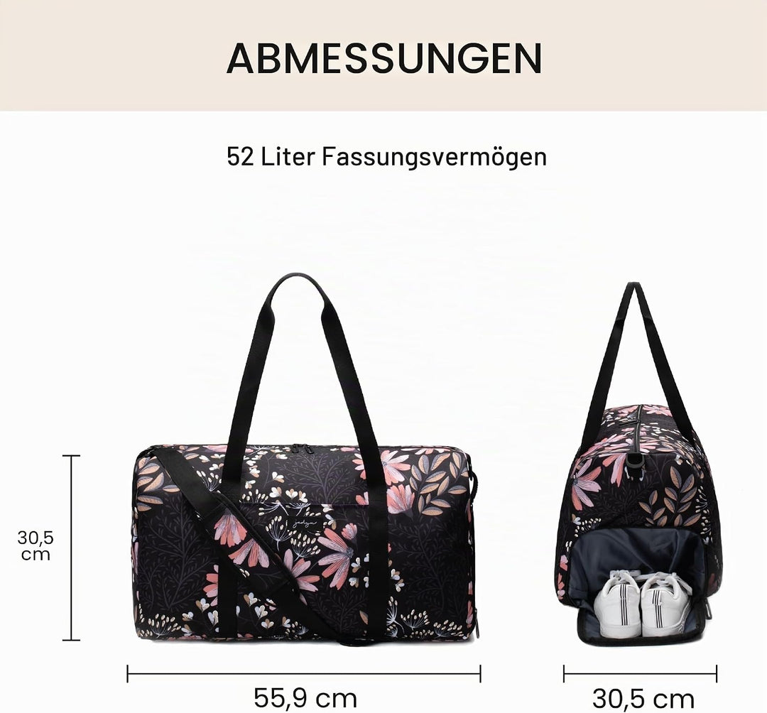 Jadyn Unisex-Erwachsene Weekender Gepäck-Handgepäck L Black Floral, L Black Floral