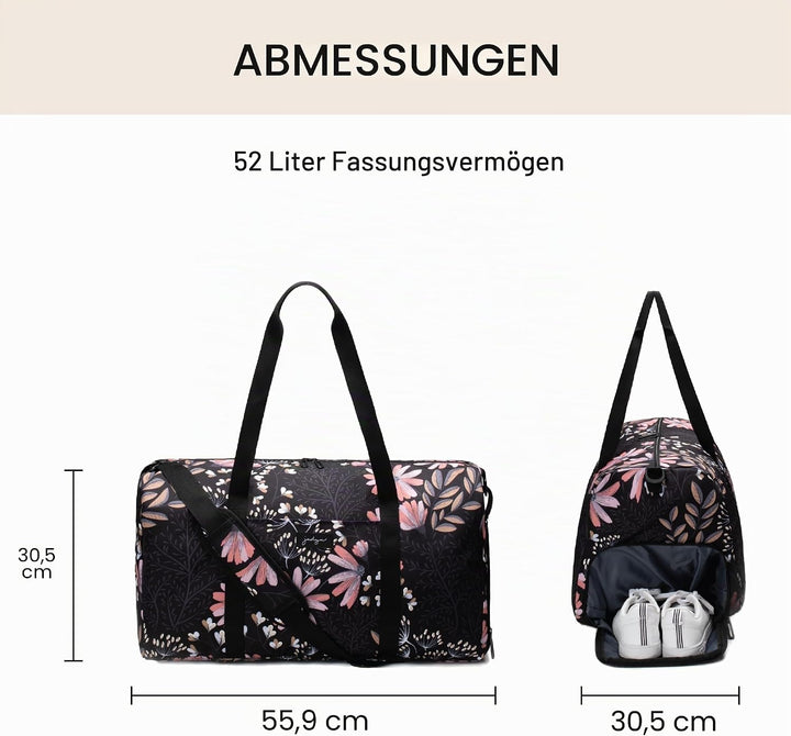 Jadyn Unisex-Erwachsene Weekender Gepäck-Handgepäck L Black Floral, L Black Floral