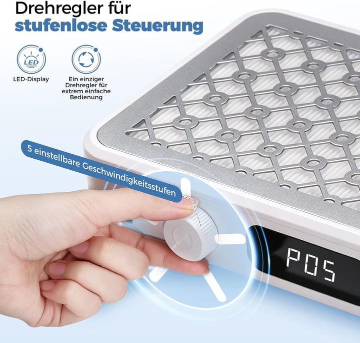 Nagelstaubsauger mit Doppelturbine, 5-Fache Saugleistung, 139 CFM & Stufenloser Geschwindigkeitsrege