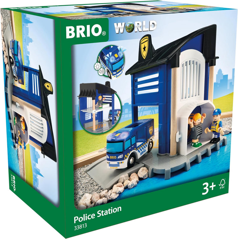 BRIO 63381300 Bahn 33813 - Polizeistation mit Einsatzfahrzeug