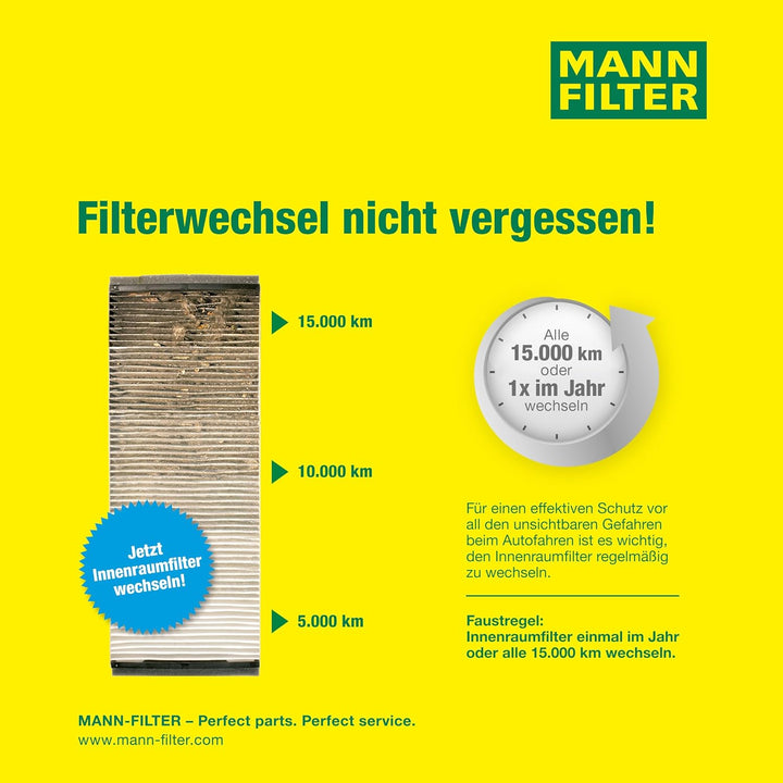 MANN-FILTER CUK 23 015-2 Innenraumfilter – Kabinenluftfilter Satz (2er Set) mit Aktivkohle – Für PKW