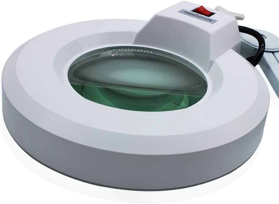 Kosmetische Lupenlampe, 24W LED Lupenleuchte mit 125mm Echtglaslinse und Rollen, 8X Vergrösserungsla
