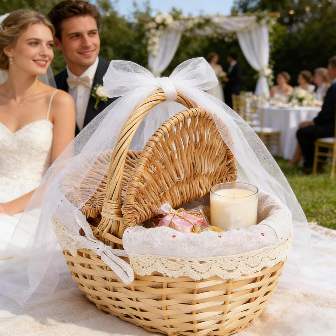 Weiden-Picknickkorb - Vielseitiger Landhausstil mit Deckel - Korb im Rattan-Look zur Aufbewahrung,fü