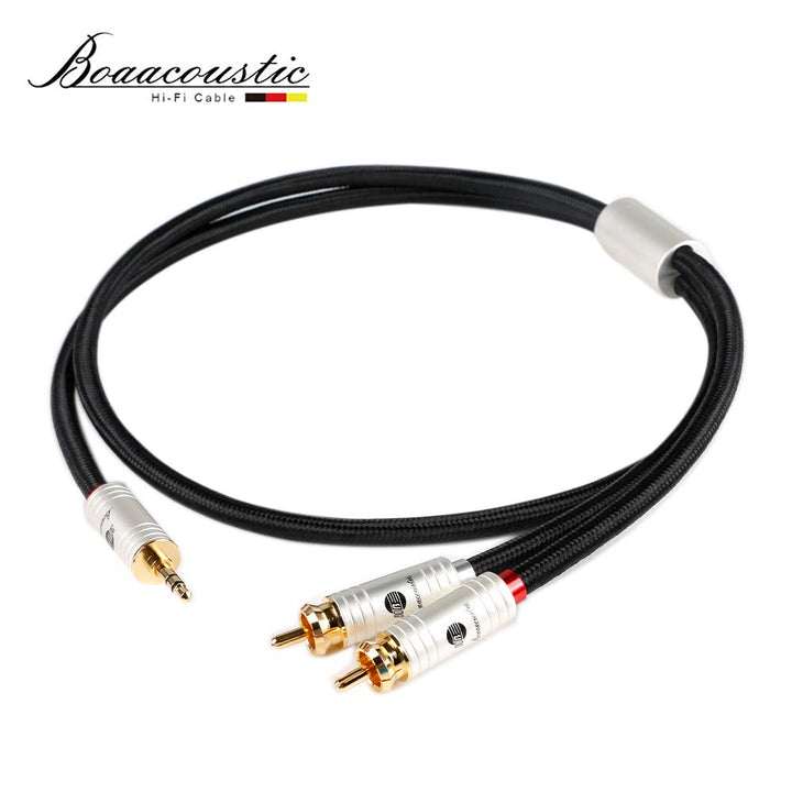 JIB Boaacoustic BlackBerry Cinch auf Klinke 3,5mm Kabel, 4N OFC Hi-Fi-Buchse 3,5 mm auf 2X Cinch-Y-K