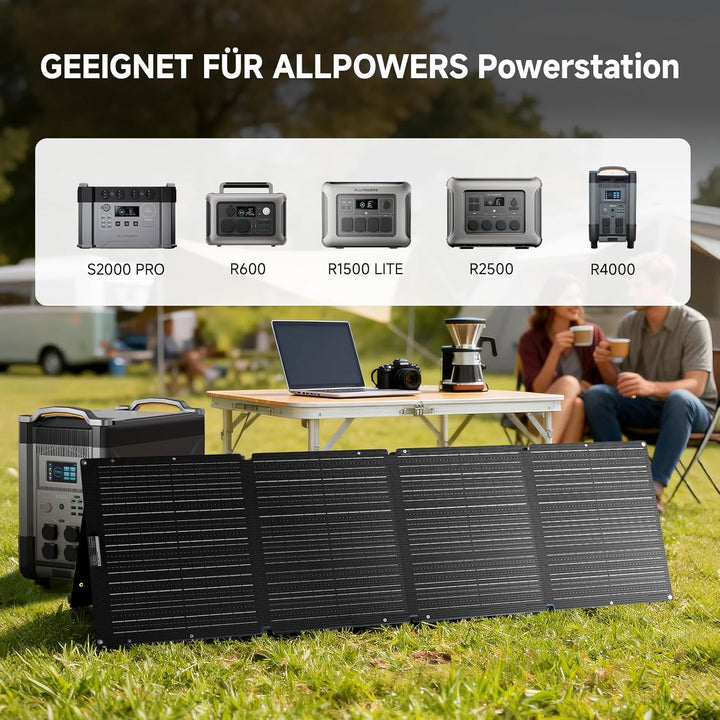 ALLPOWERS SOLAX SE200 200W Solarpanel: Faltbares Solarmodul mit Verstellbaren Ständern, IP68 Wasserd