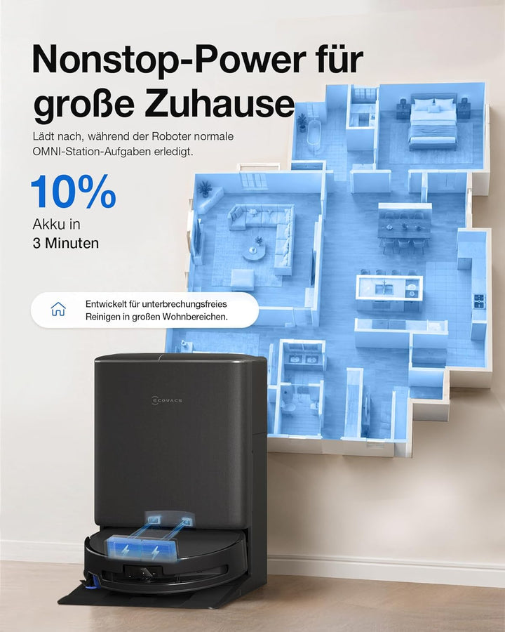 ECOVACS DEEBOT T90 PRO Omni Saugroboter mit Wischfunktion, Roboterstaubsauger 30.000 Pa, Schnelllade