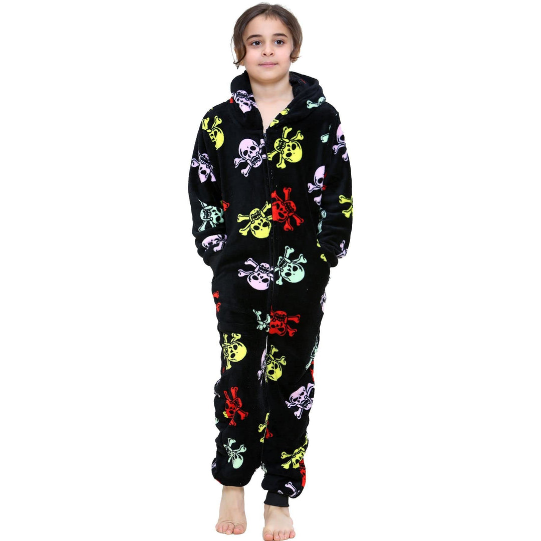 A2Z 4 Kinder Spass Halloween Schädel Bones Onesie Schlafanzüge Satz Für Jungen Und Mädchen Kinder Ju