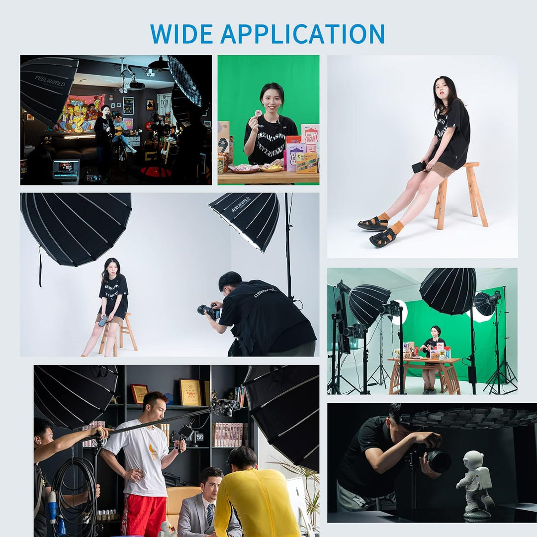 FEELWORLD FL225D 5600K Tageslicht Videostudioleuchte 225W Dauerlicht CRI96+ TLCI97+ 675001ux@1m für