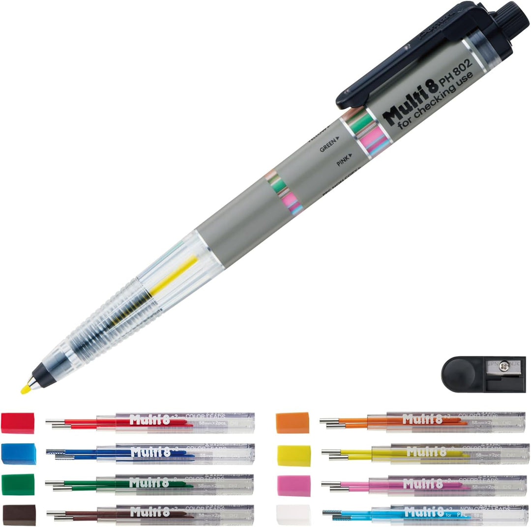 Pentel Pencil Lead Holder and Lead Set, Multi 8 Set (PH802ST) by Pentel Mehrfarbig Modern, Mehrfarbi