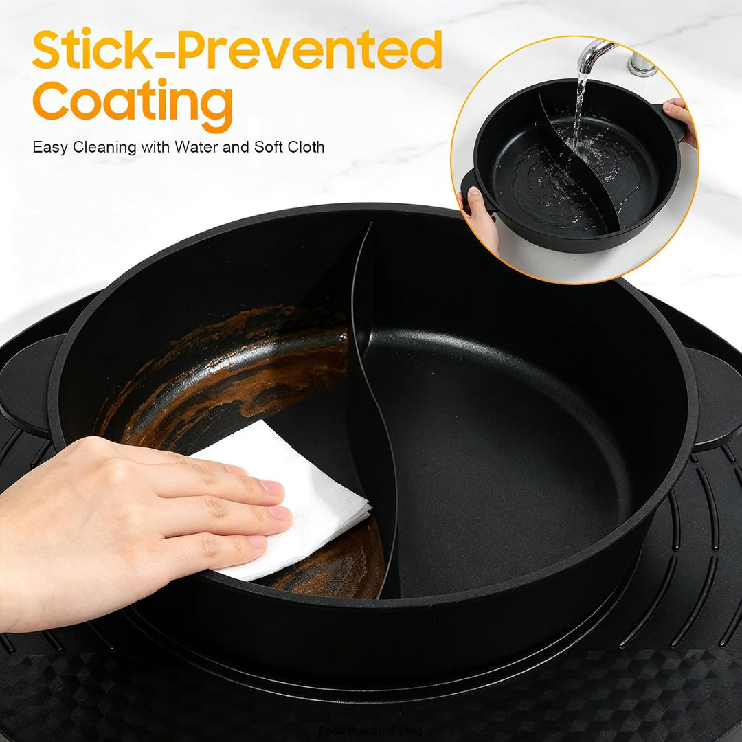 2 in 1 Hotpot und Raclette grill, Hot Pot Elektrischer, Heizelement aus Edelstahl, Korean BBQ Grill,
