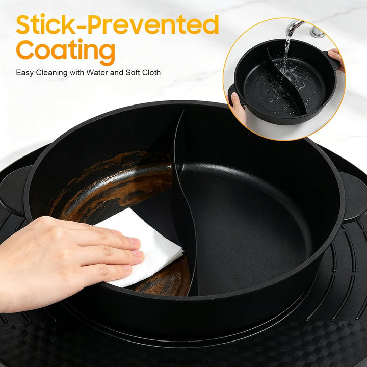 2 in 1 Hotpot und Raclette grill, Hot Pot Elektrischer, Heizelement aus Edelstahl, Korean BBQ Grill,