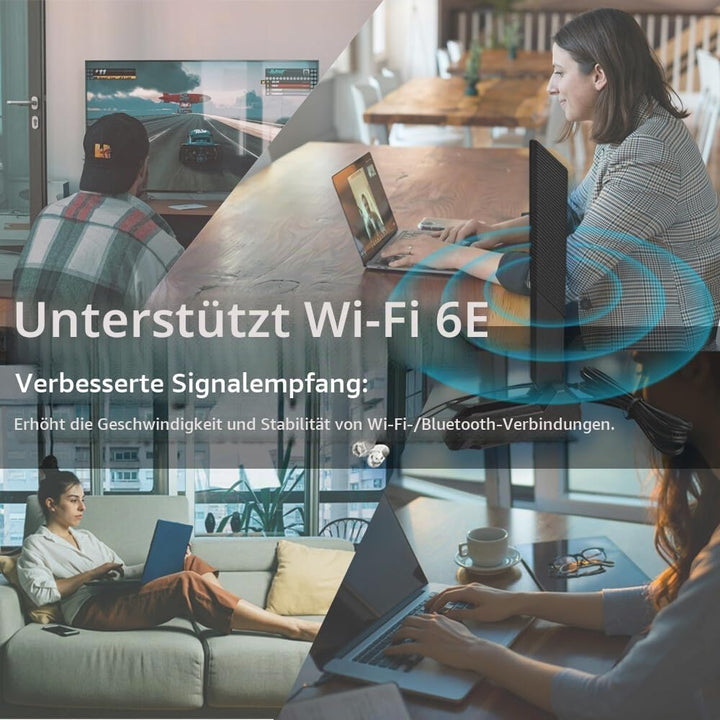 JINTAI High Gain 9dBi Tri-Band WiFi 6E Antenne mit Magnetfuss für ASUS für PC Desktop Computer - Omn