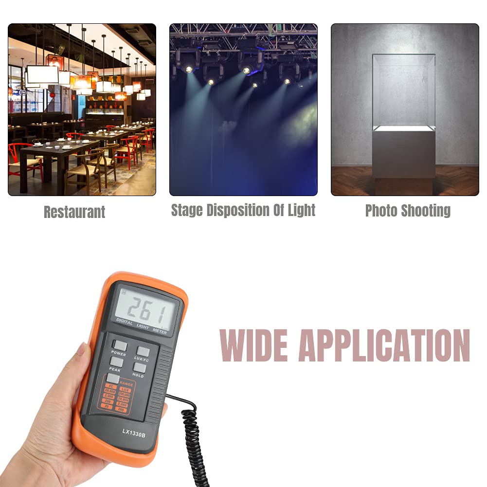 Belichtungsmesser, LX1330B Digitales Luxmeter LCD-Display Belichtungsmesser 0-200.000 Lux Beleuchtun