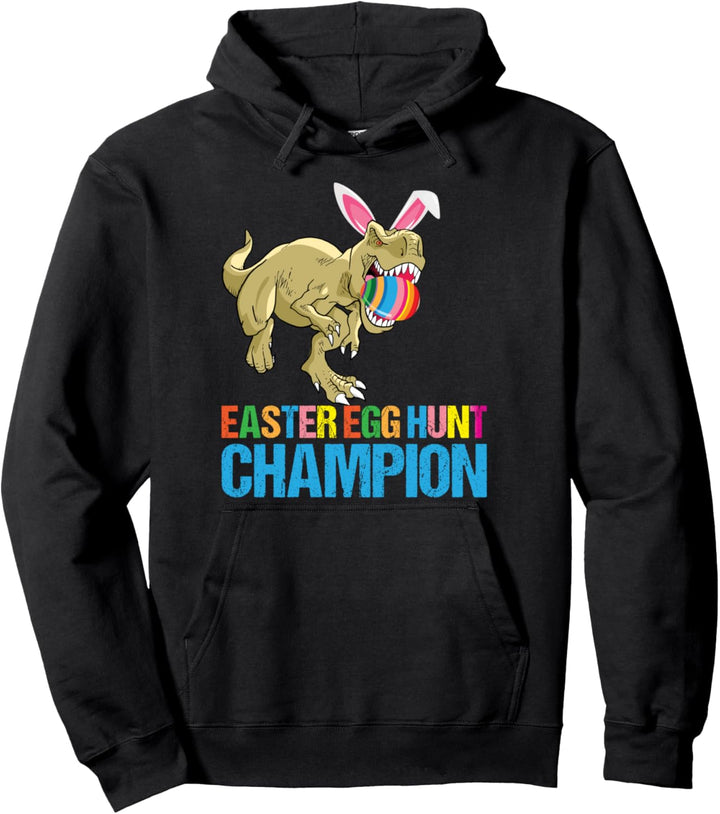 T Rex Dinosaur Easter Egg Rabbit Bunny for Boys Pullover Hoodie