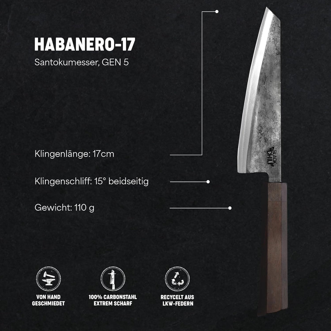 BLACK CHILI MESSER Leichtes Allroundmesser LU-OI-16 - Scharf (Klinge: 16 cm) aus vietnamesischem Car