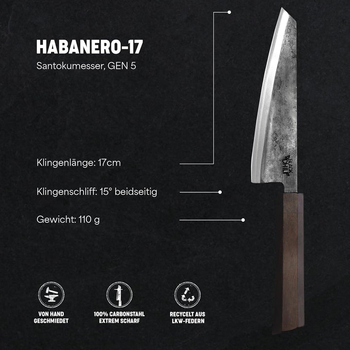 BLACK CHILI MESSER Leichtes Allroundmesser LU-OI-16 - Scharf (Klinge: 16 cm) aus vietnamesischem Car