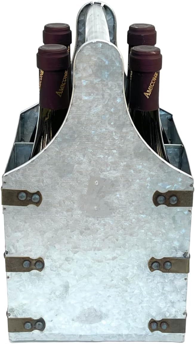 DanDiBo Weinträger Metall mit Öffner Flaschenträger 4 Takt 96405 Flaschenöffner Flaschenkorb Weinfla