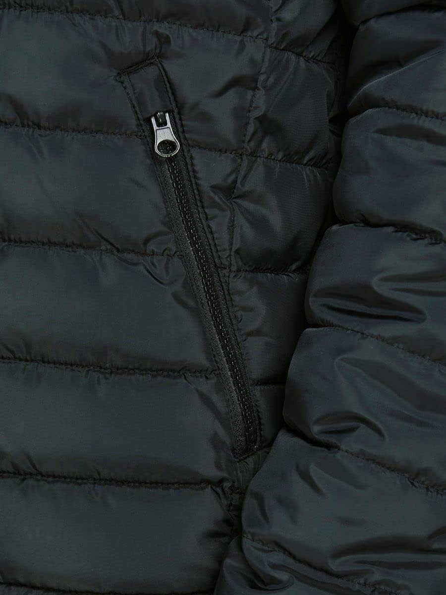 Jack & Jones Herren Steppjacke mit Kapuze, wattiert, durchgehender Reissverschlu, Schwarz