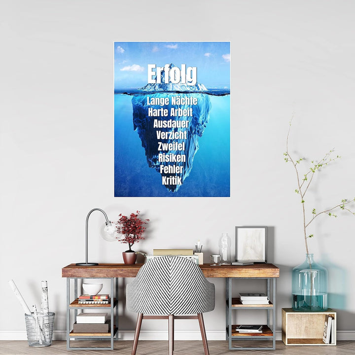 wandmotiv24 Poster als Wanddeko, Grösse 80x60cm, Erfolg Eisberg, Arktis, Arbeit, Moderne Wanddeko, W