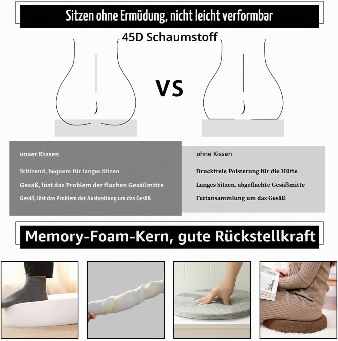 Rund Sitzkissen Stuhlkissen 30 X 30 X 5CM(1 Pieces) Leinen Sitzpolster Abnehmbares Memory Schaum Run