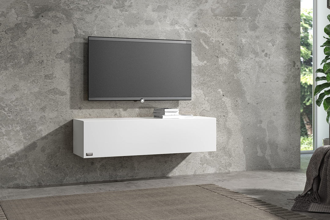 Wuun® TV Lowboard TV Board hängend I 100cm-280cm I Hängeschrank Wohnwand/Somero Weiss-Matt I 100cm 1